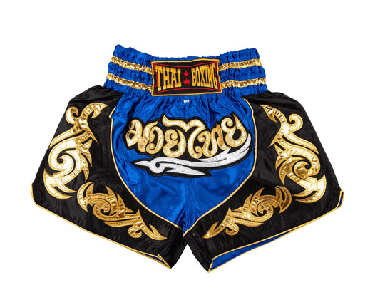 Muay Thai Shorts for Men Women Slim Cut MMA Boxing Shorts Training Kickboxing Workout Clothing Martial Arts Trunks (X-Large, Blue)